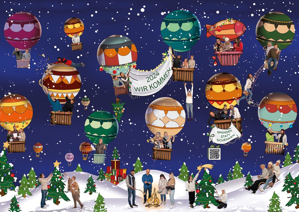 Firmen-Weihnachtskarte Wimmelbild